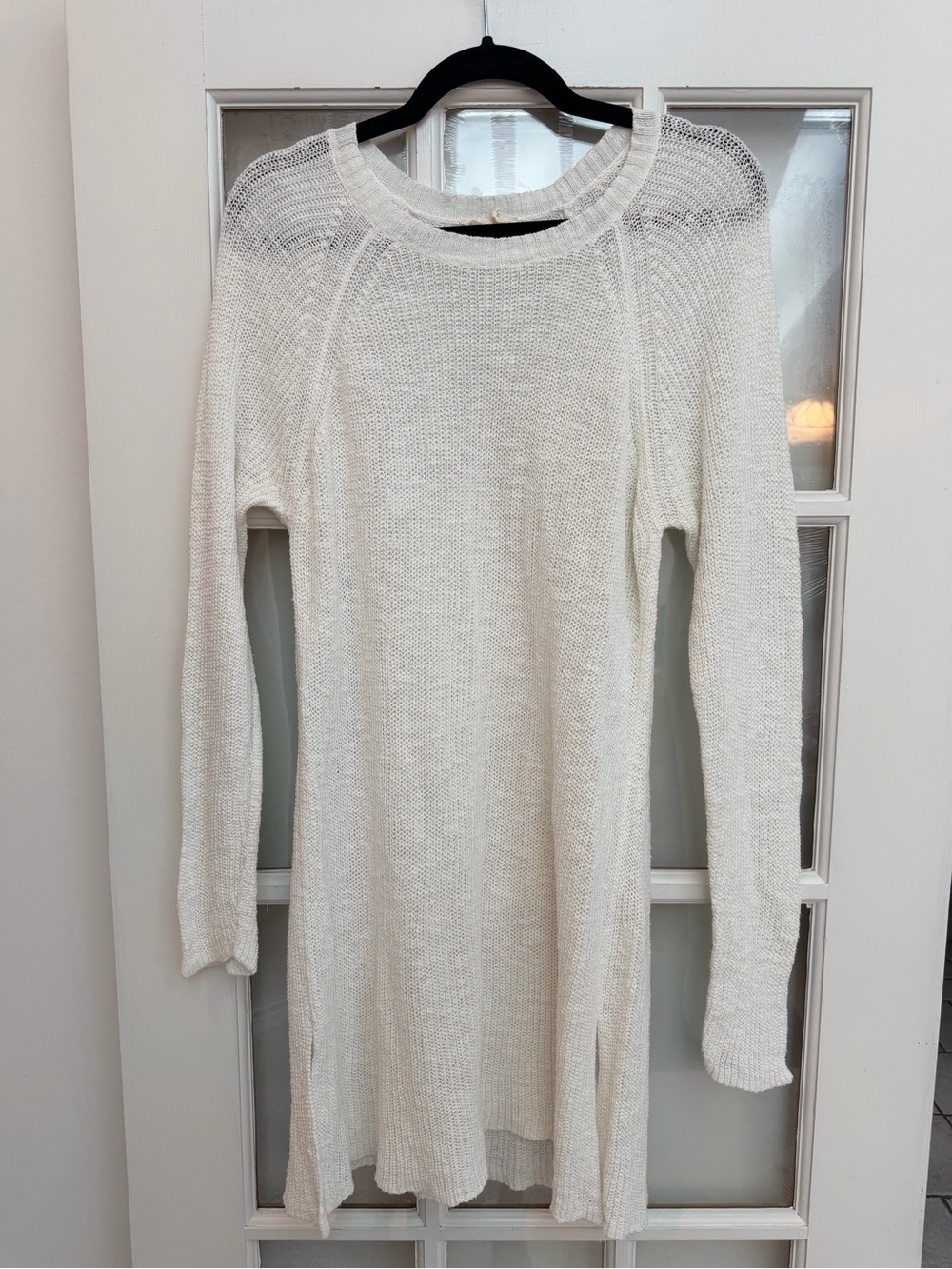 Eileen Fisher Minimalist Open Knit Organic Linen Long Tunic Cover-Up Size L